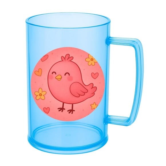 Caneca de Chopp Infantil Personalizada Passarinho Rosa