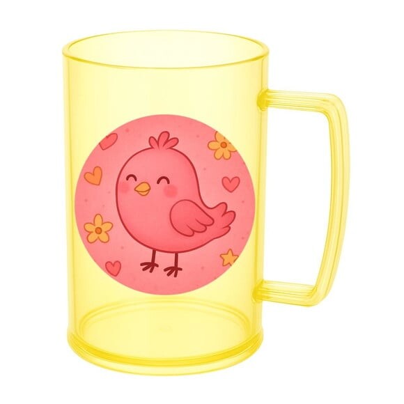 Caneca de Chopp Infantil Personalizada Passarinho Rosa