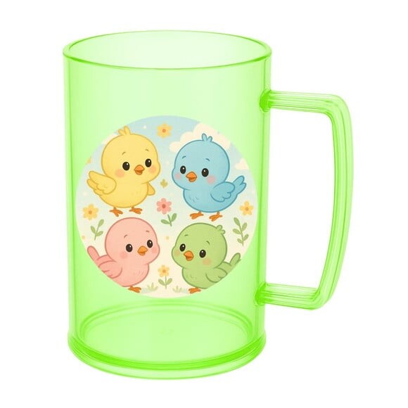 Caneca de Chopp Infantil Personalizada Passarinhos Baby