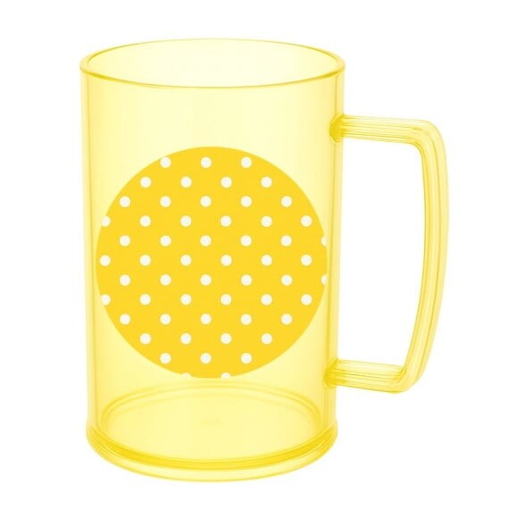 Caneca de Chopp Infantil Personalizada Poá Amarelo
