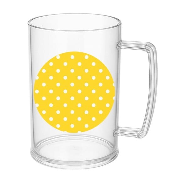 Caneca de Chopp Infantil Personalizada Poá Amarelo