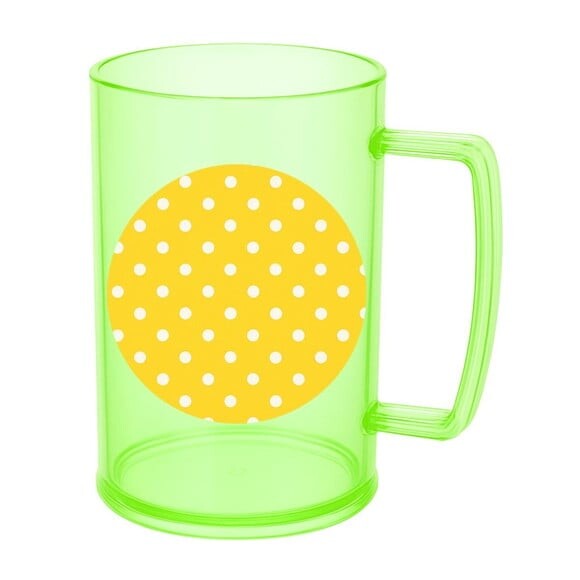 Caneca de Chopp Infantil Personalizada Poá Amarelo