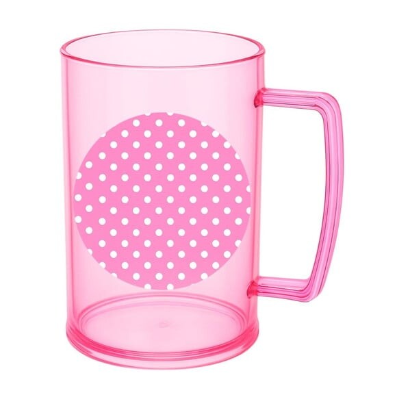 Caneca de Chopp Infantil Personalizada Poá Rosa Pink