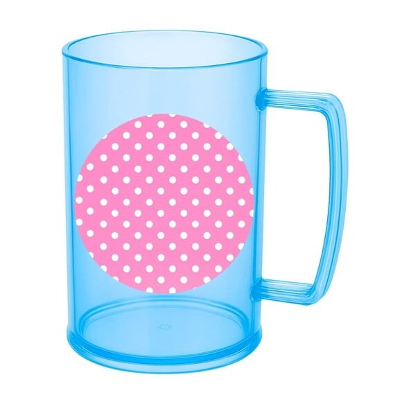 Caneca de Chopp Infantil Personalizada Poá Rosa Pink