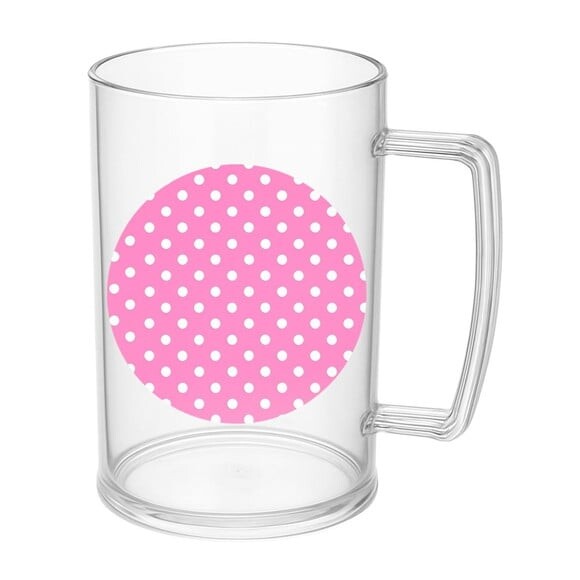 Caneca de Chopp Infantil Personalizada Poá Rosa Pink