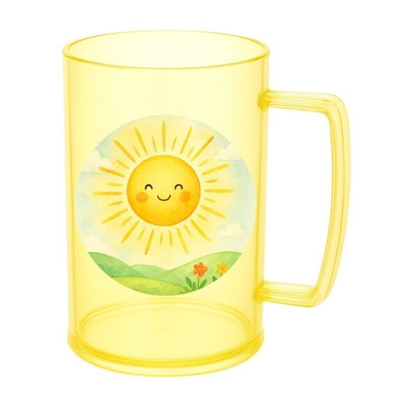 Caneca de Chopp Infantil Personalizada Raio de Sol Aquarela