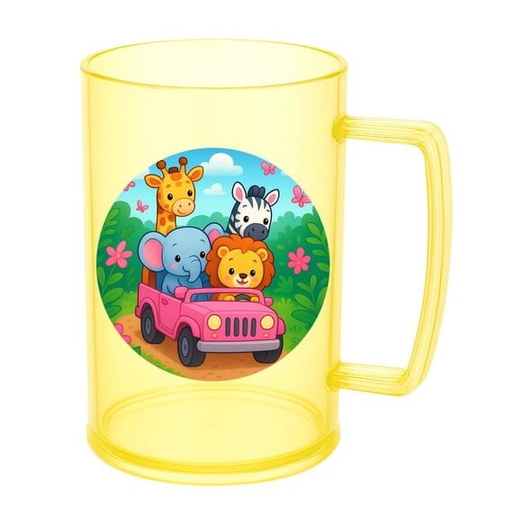 Caneca de Chopp Infantil Personalizada Safari Rosa