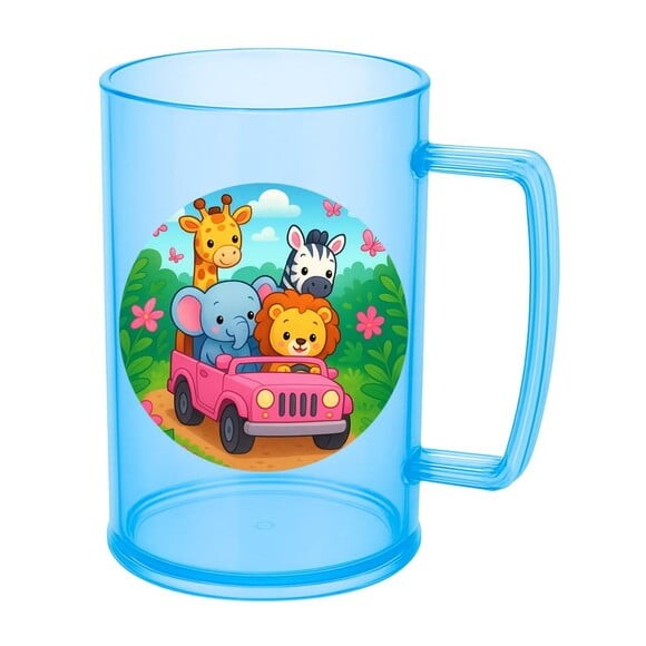 Caneca de Chopp Infantil Personalizada Safari Rosa