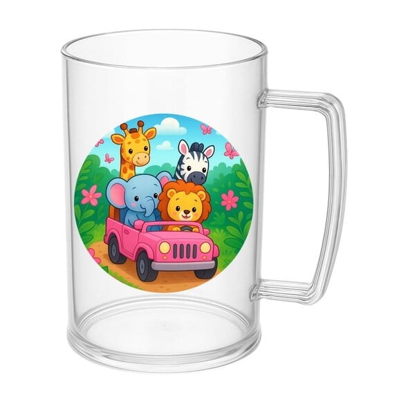 Caneca de Chopp Infantil Personalizada Safari Rosa