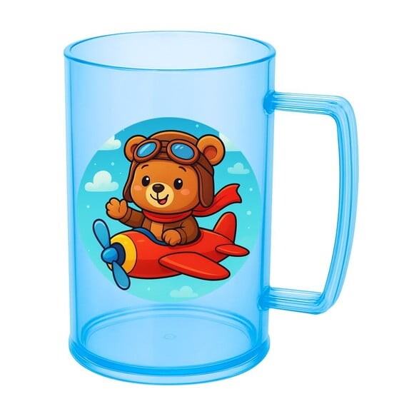 Caneca de Chopp Infantil Personalizada Ursinho Aviador