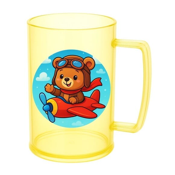 Caneca de Chopp Infantil Personalizada Ursinho Aviador