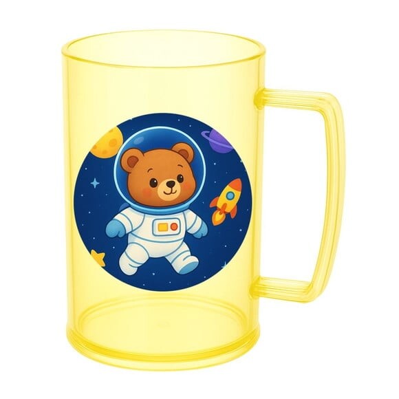 Caneca de Chopp Infantil Personalizada Ursinho Astronauta