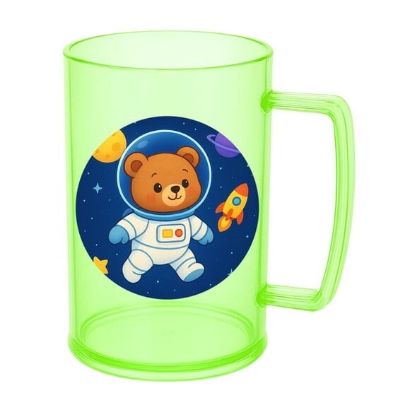 Caneca de Chopp Infantil Personalizada Ursinho Astronauta