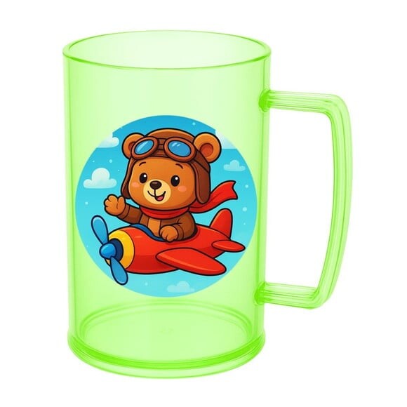 Caneca de Chopp Infantil Personalizada Ursinho Aviador
