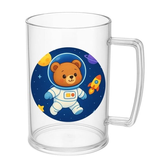 Caneca de Chopp Infantil Personalizada Ursinho Astronauta