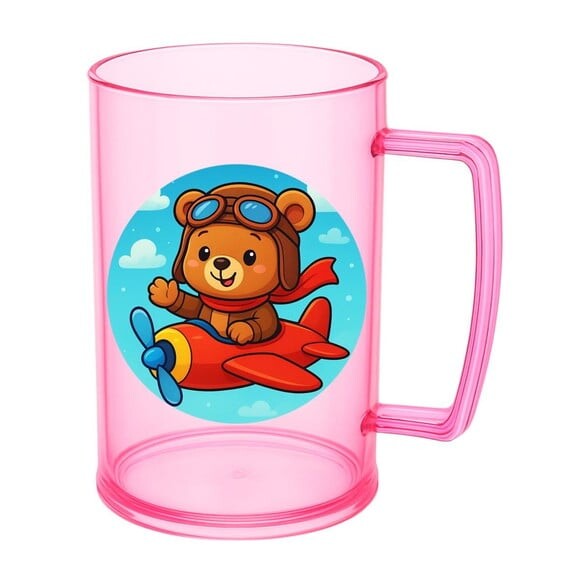 Caneca de Chopp Infantil Personalizada Ursinho Aviador