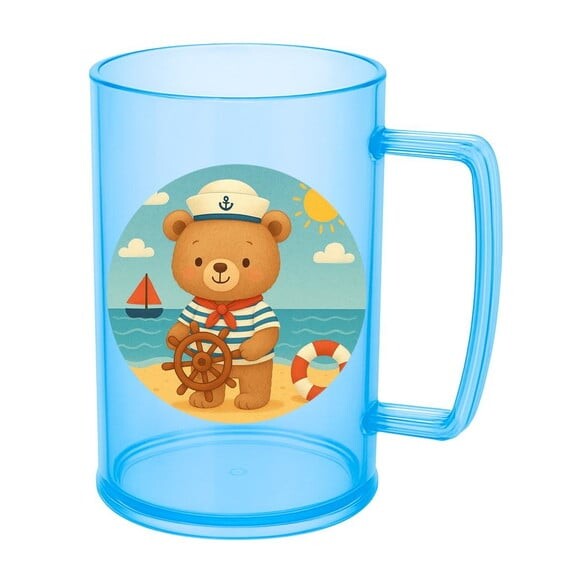 Caneca de Chopp Infantil Personalizada Ursinho Marinheiro