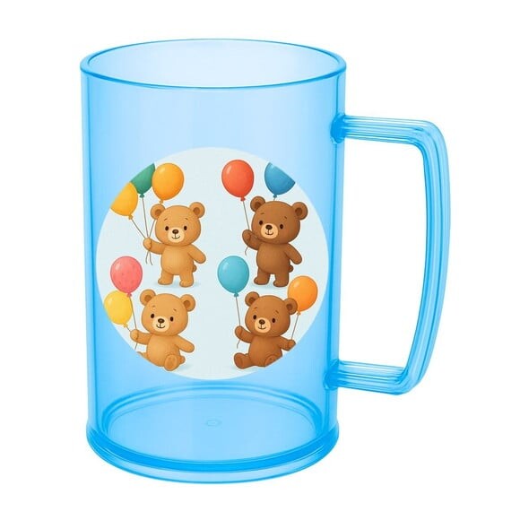 Caneca de Chopp Infantil Personalizada Ursinhos com Balões