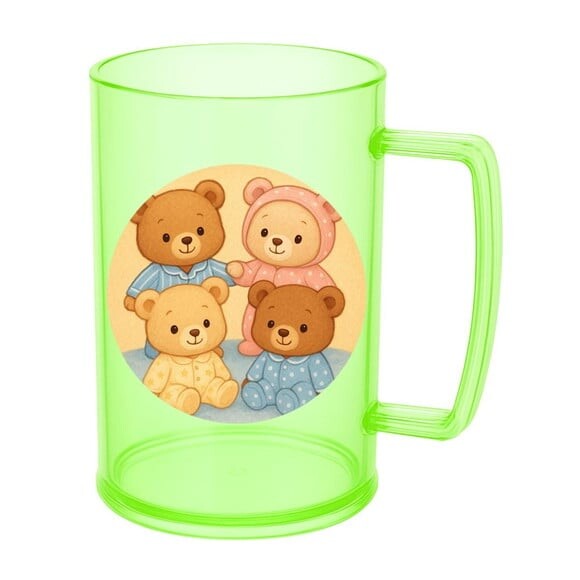 Caneca de Chopp Infantil Personalizada Ursinhos de Pijama