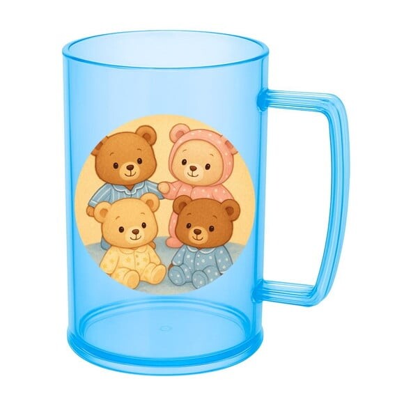 Caneca de Chopp Infantil Personalizada Ursinhos de Pijama
