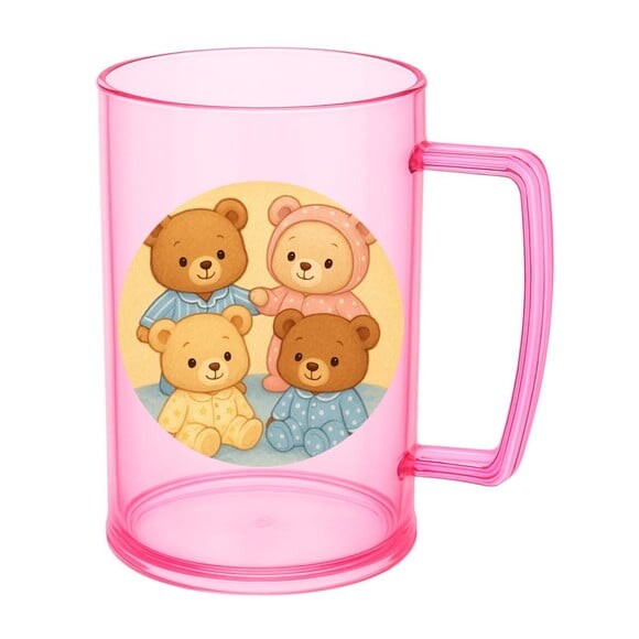Caneca de Chopp Infantil Personalizada Ursinhos de Pijama