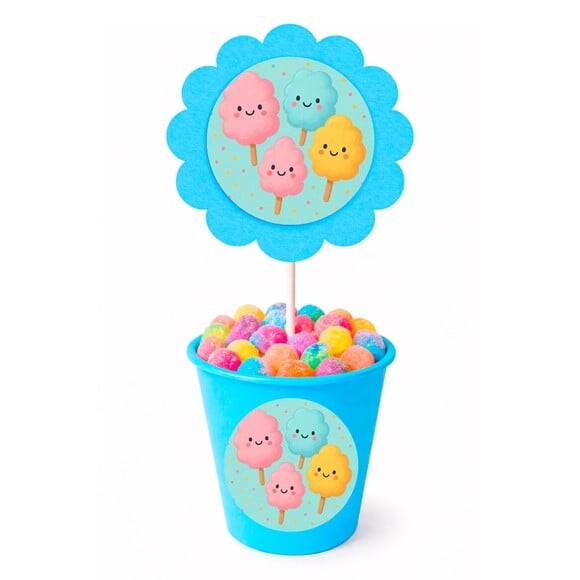 Centro de Mesa Flor Personalizado Algodão Doce