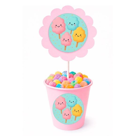 Centro de Mesa Flor Personalizado Algodão Doce