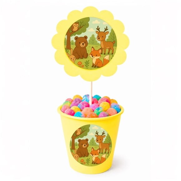 Centro de Mesa Flor Personalizado Animais da Floresta