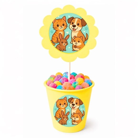 Centro de Mesa Flor Personalizado Animais de Estimação