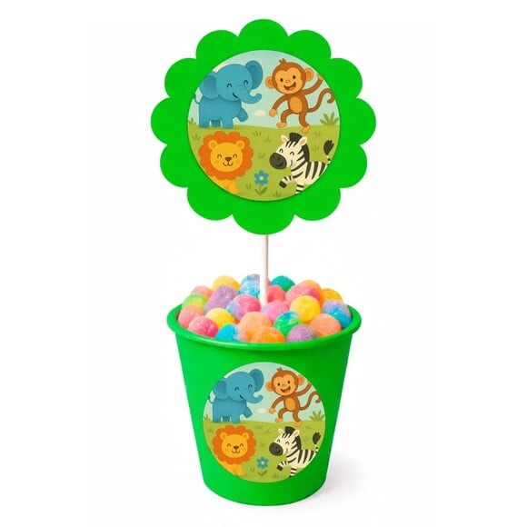 Centro de Mesa Flor Personalizado Animais Divertidos