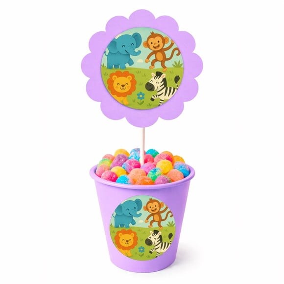 Centro de Mesa Flor Personalizado Animais Divertidos