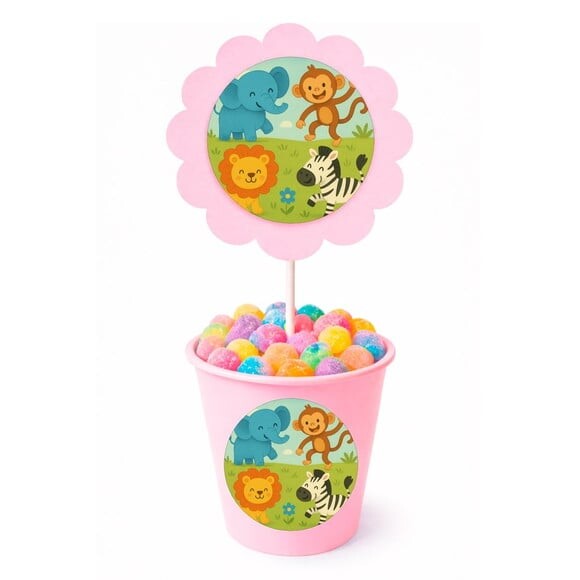 Centro de Mesa Flor Personalizado Animais Divertidos
