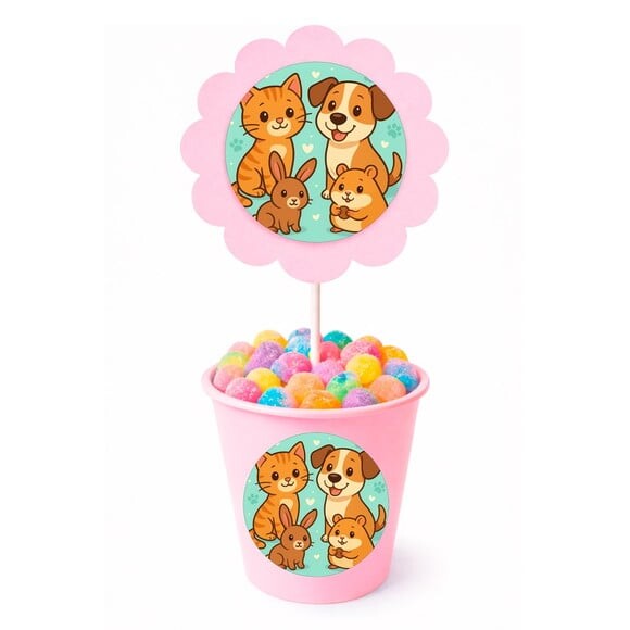 Centro de Mesa Flor Personalizado Animais de Estimação