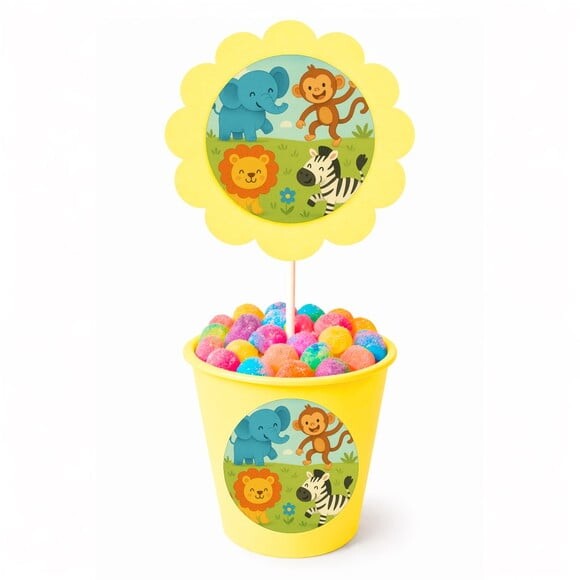 Centro de Mesa Flor Personalizado Animais Divertidos