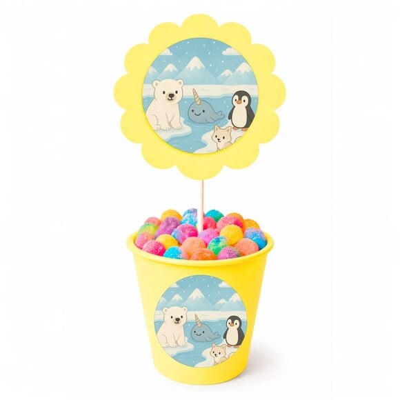 Centro de Mesa Flor Personalizado Animais do Ártico