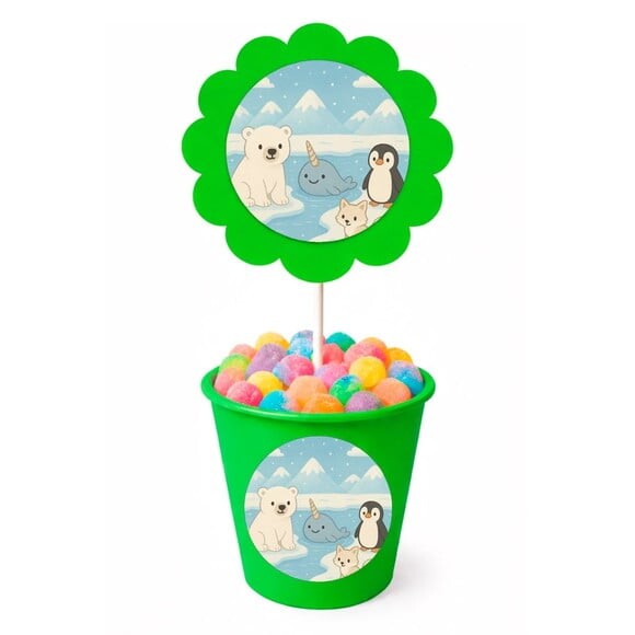 Centro de Mesa Flor Personalizado Animais do Ártico