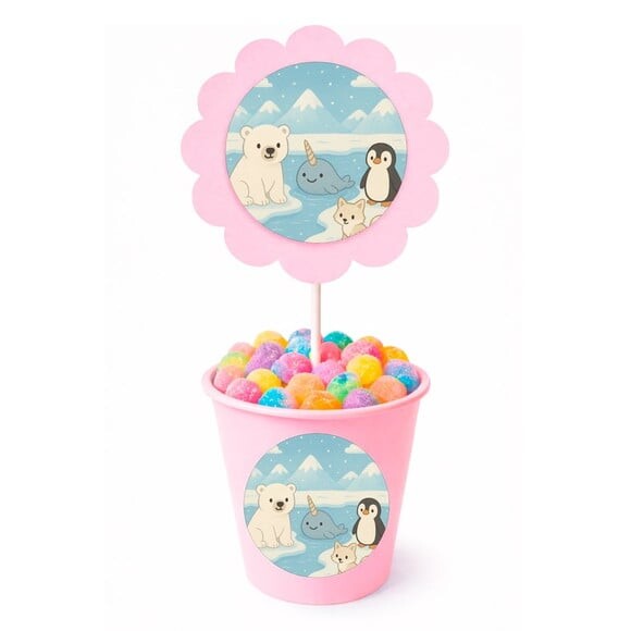 Centro de Mesa Flor Personalizado Animais do Ártico