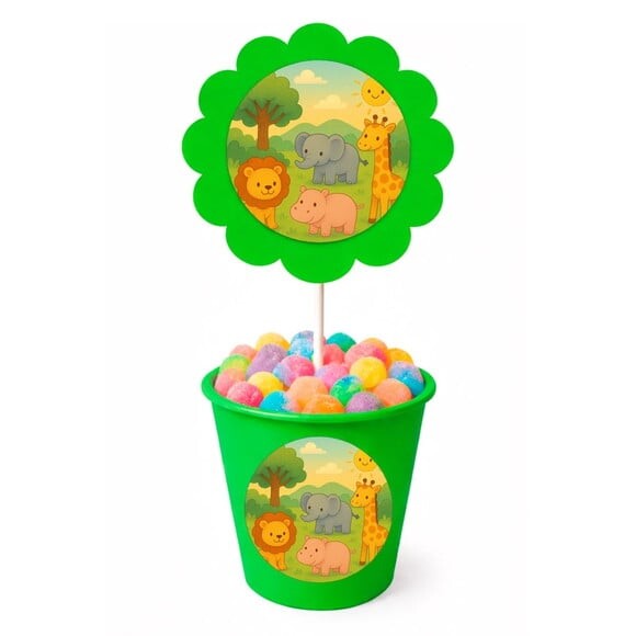 Centro de Mesa Flor Personalizado Animais Selvagens