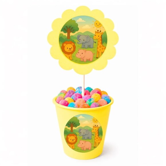 Centro de Mesa Flor Personalizado Animais Selvagens
