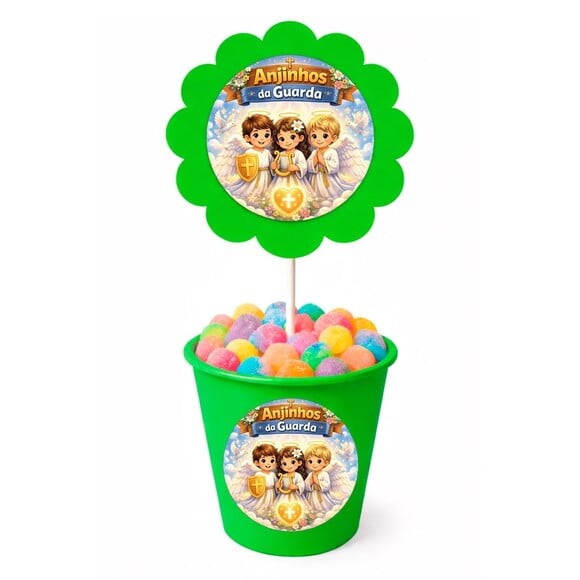 Centro de Mesa Flor Personalizado Anjinhos da Guarda