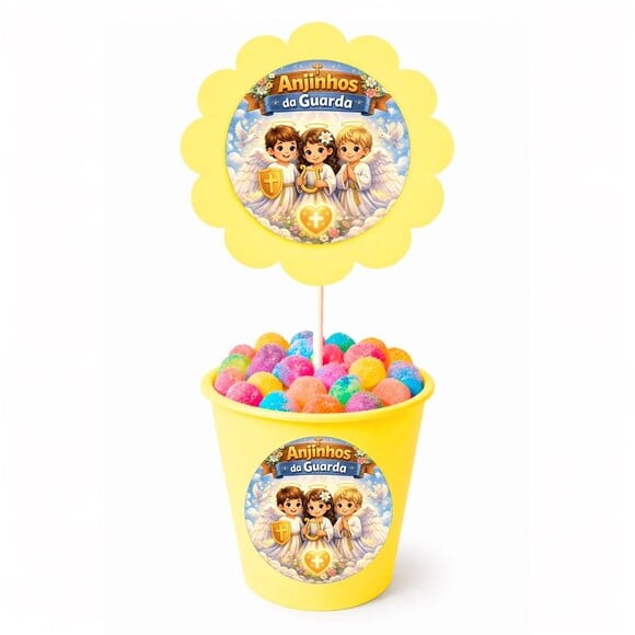 Centro de Mesa Flor Personalizado Anjinhos da Guarda