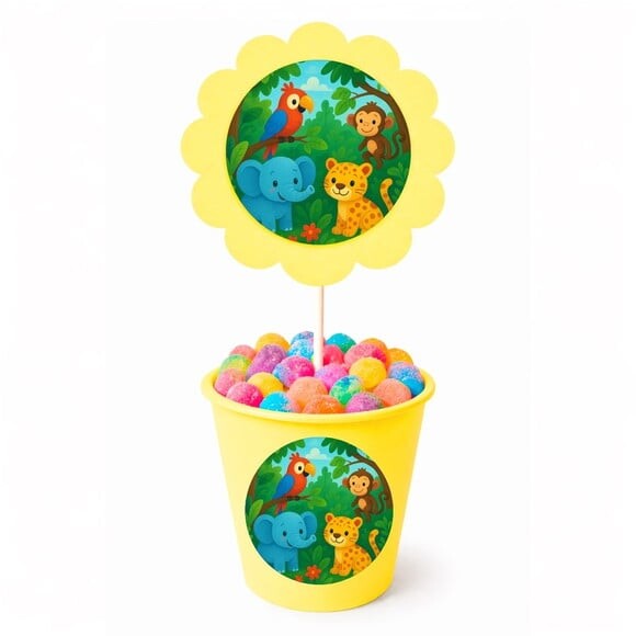 Centro de Mesa Flor Personalizado Animais Tropicais