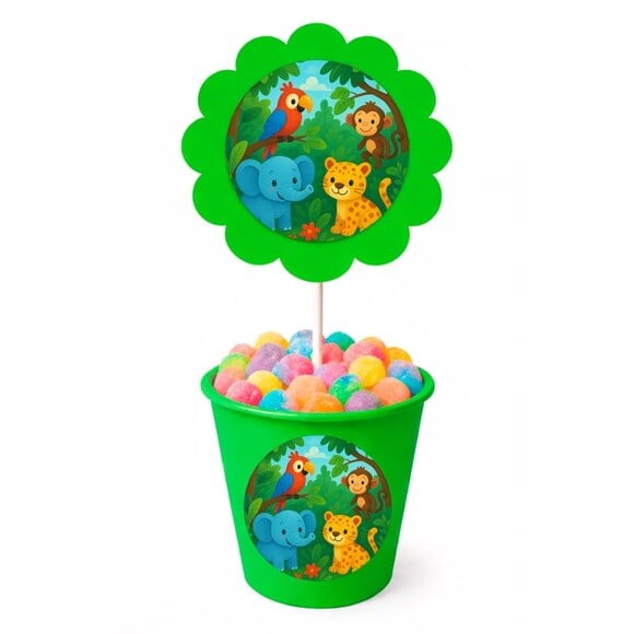 Centro de Mesa Flor Personalizado Animais Tropicais