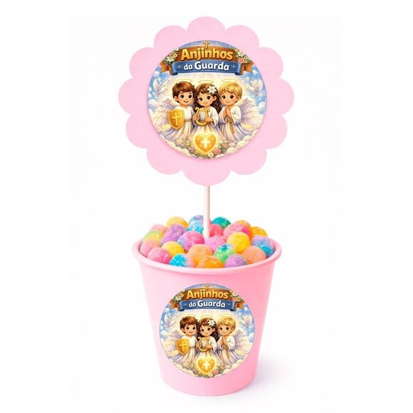 Centro de Mesa Flor Personalizado Anjinhos da Guarda