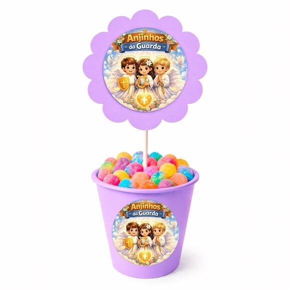 Centro de Mesa Flor Personalizado Anjinhos da Guarda