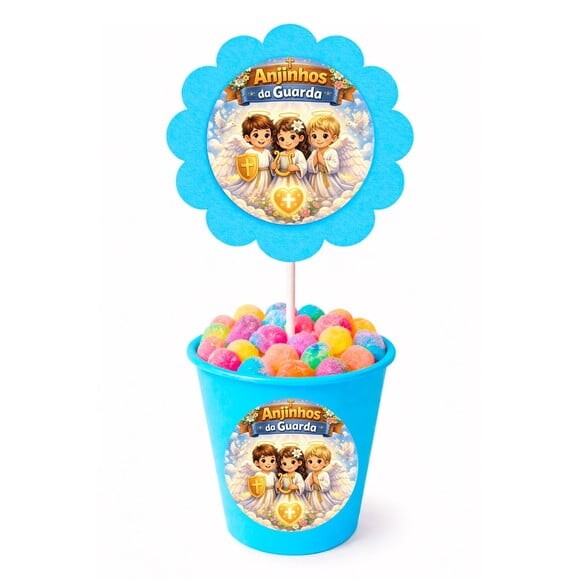 Centro de Mesa Flor Personalizado Anjinhos da Guarda