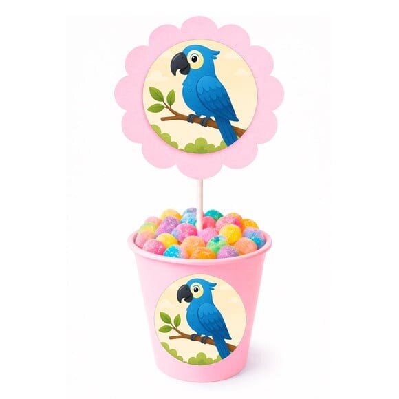 Centro de Mesa Flor Personalizado Arara Azul