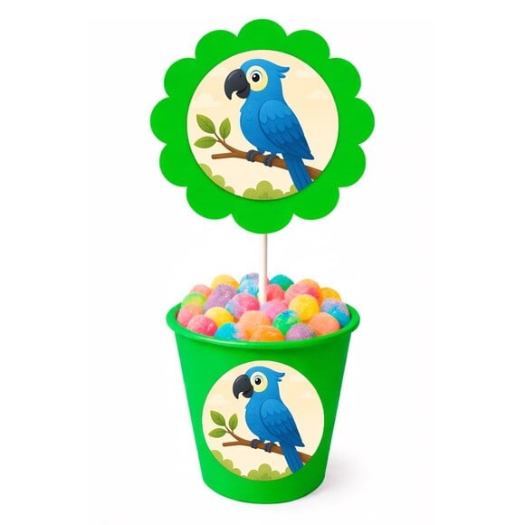 Centro de Mesa Flor Personalizado Arara Azul
