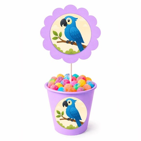 Centro de Mesa Flor Personalizado Arara Azul