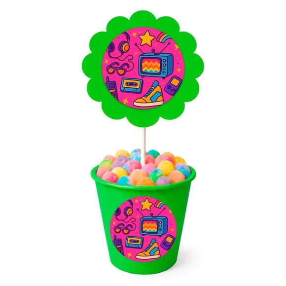 Centro de Mesa Flor Personalizado Anos 80